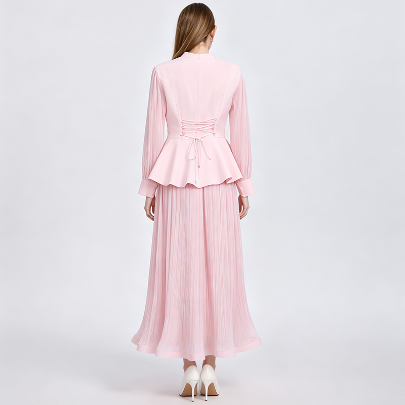 Fashion pleated tops square collar short skirt 2pcs set