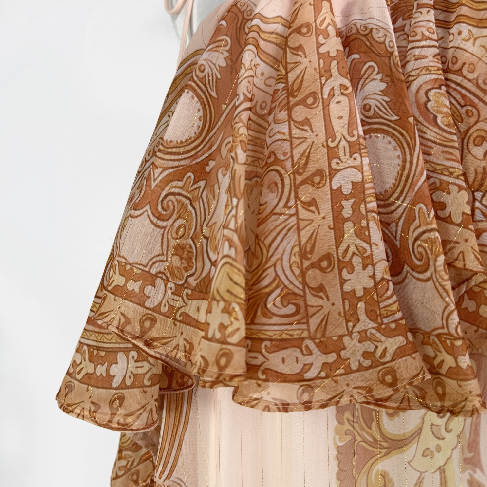 Lotus leaf edges Bohemian style sling vacation seaside dress