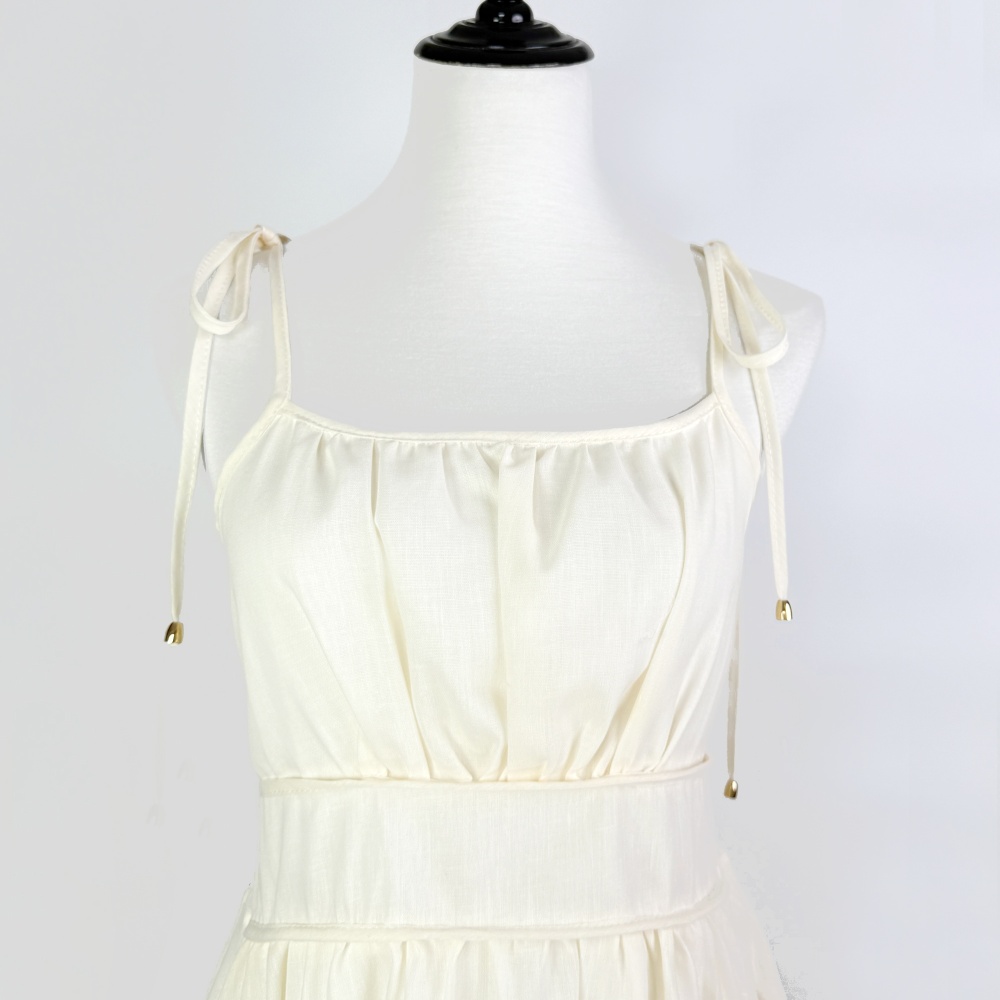 Printing big skirt pinched waist light luxury dress