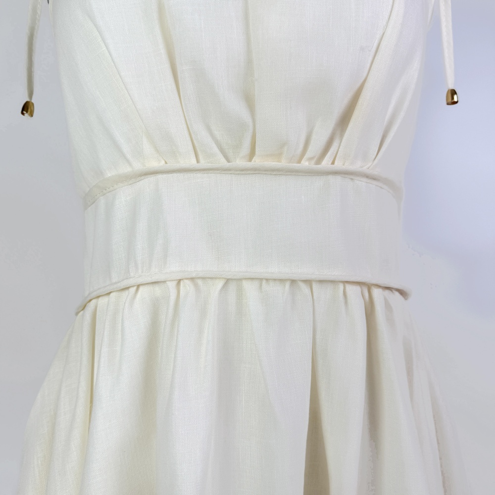 Printing big skirt pinched waist light luxury dress