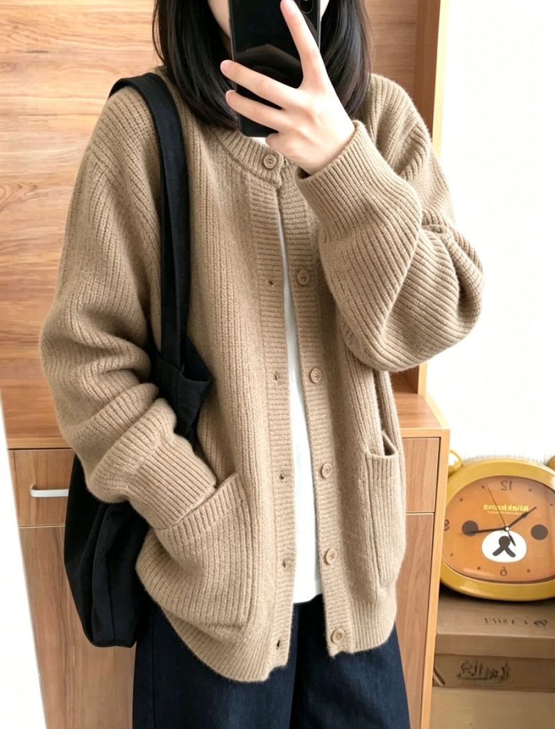 Casual autumn and winter tops knitted coat for women