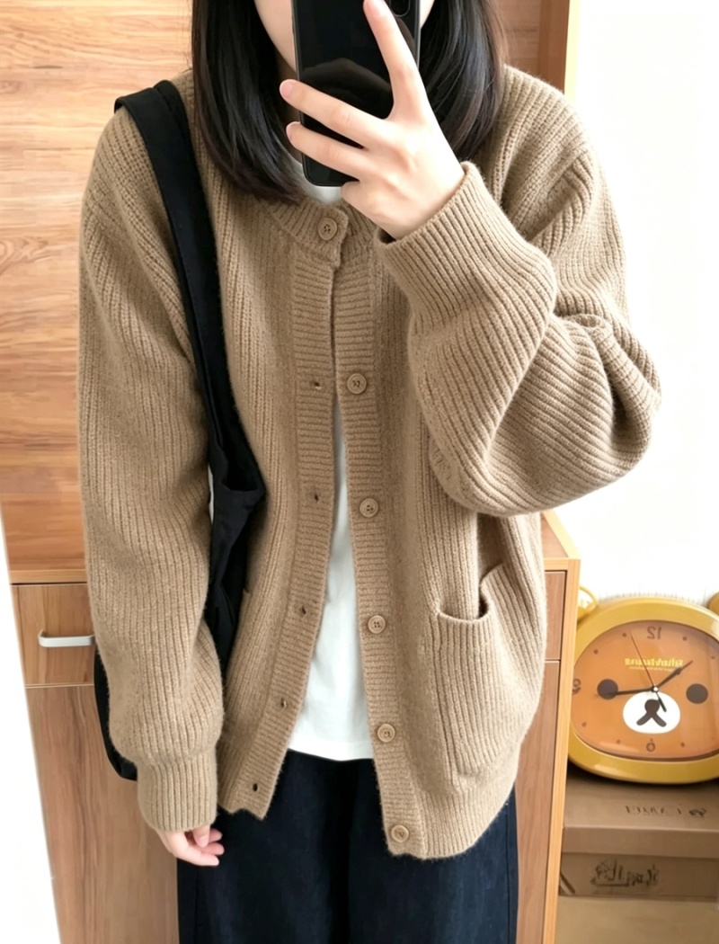 Casual autumn and winter tops knitted coat for women