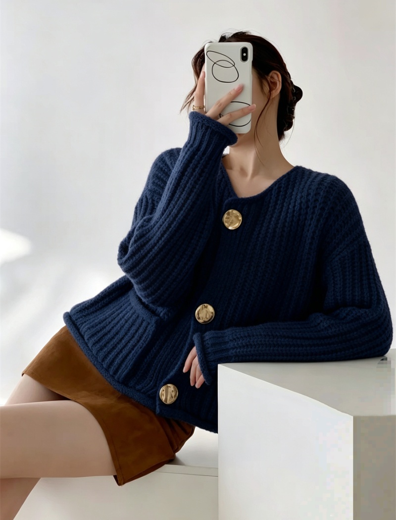 Show high knitted sweater short cardigan