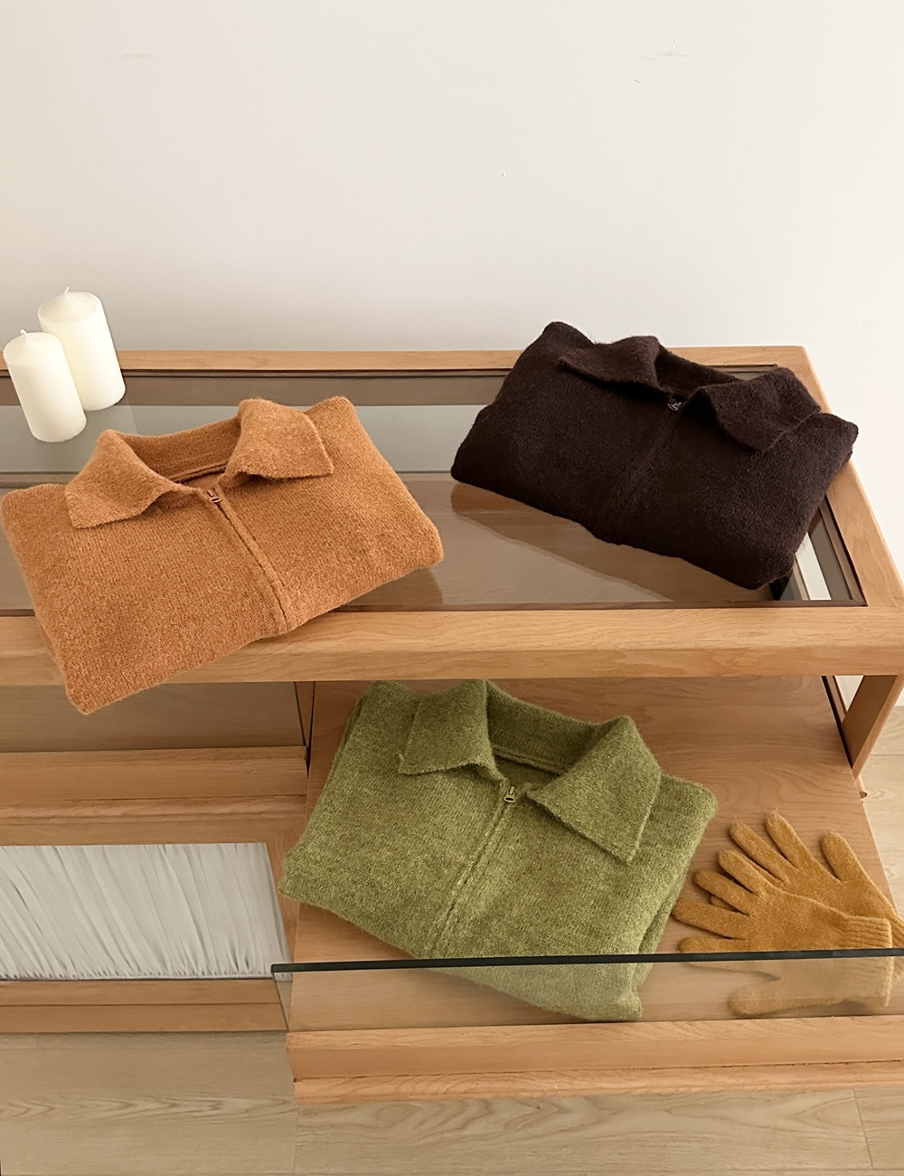 Loose knitted zip sweater lazy Korean style autumn coat