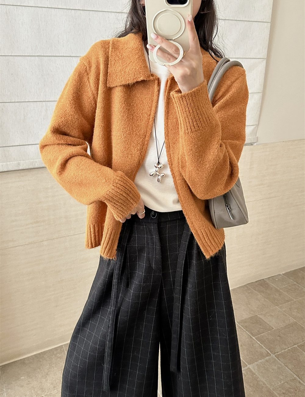 Loose knitted zip sweater lazy Korean style autumn coat