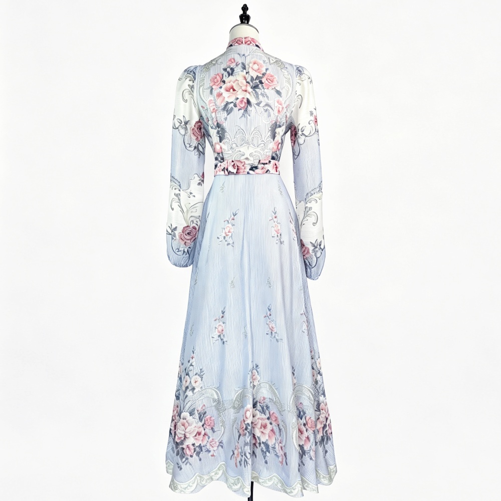 Ladies big skirt dress single-breasted slim belt