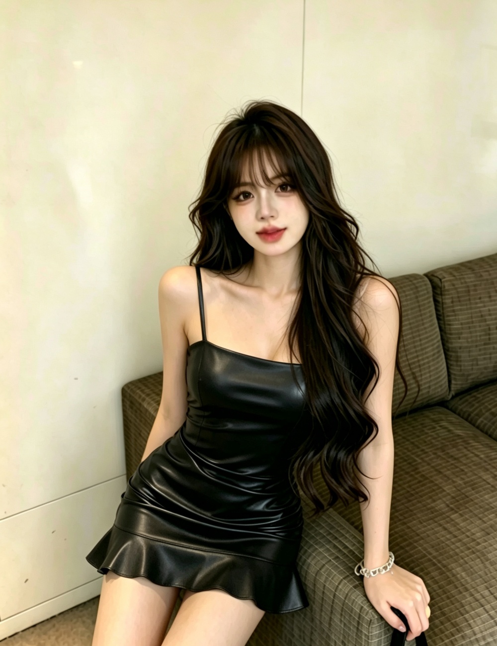 Spicegirl leatherette sling fold elasticity dress for women