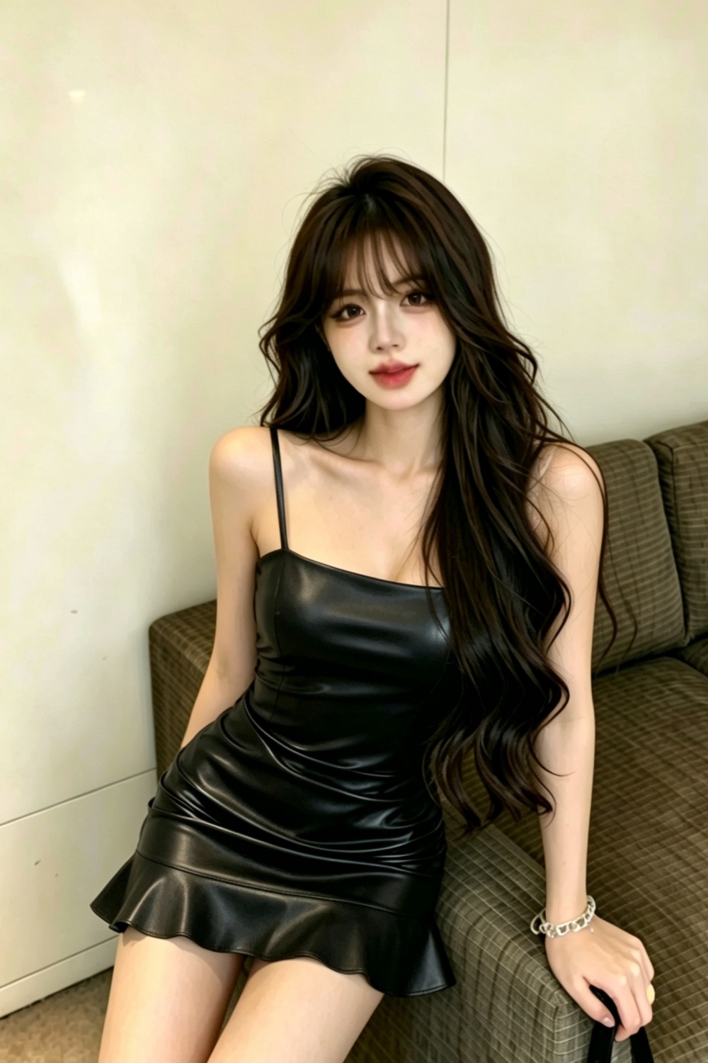Spicegirl leatherette sling fold elasticity dress for women