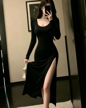 Fashion long pure tight very thin dress for women