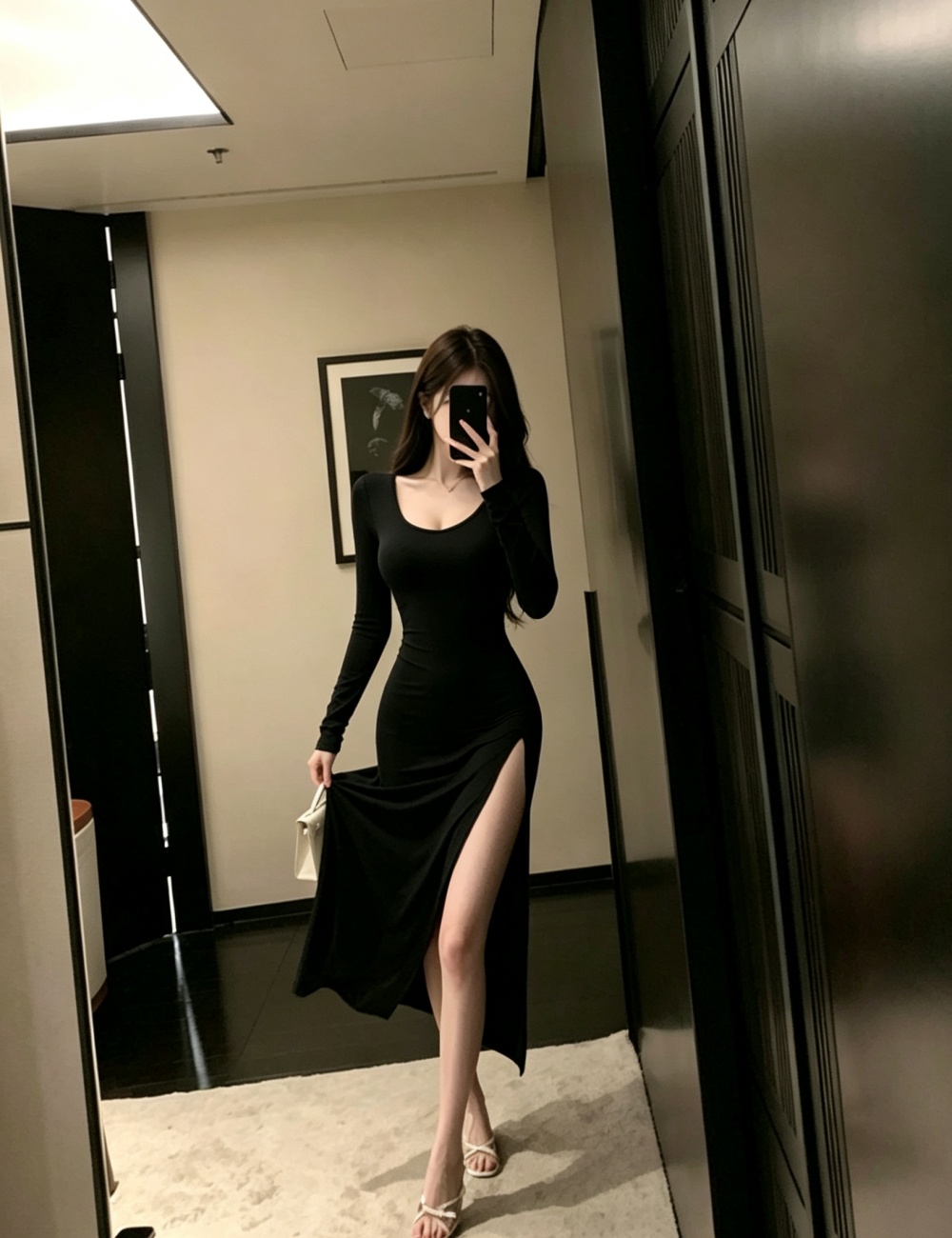 Fashion long pure tight very thin dress for women
