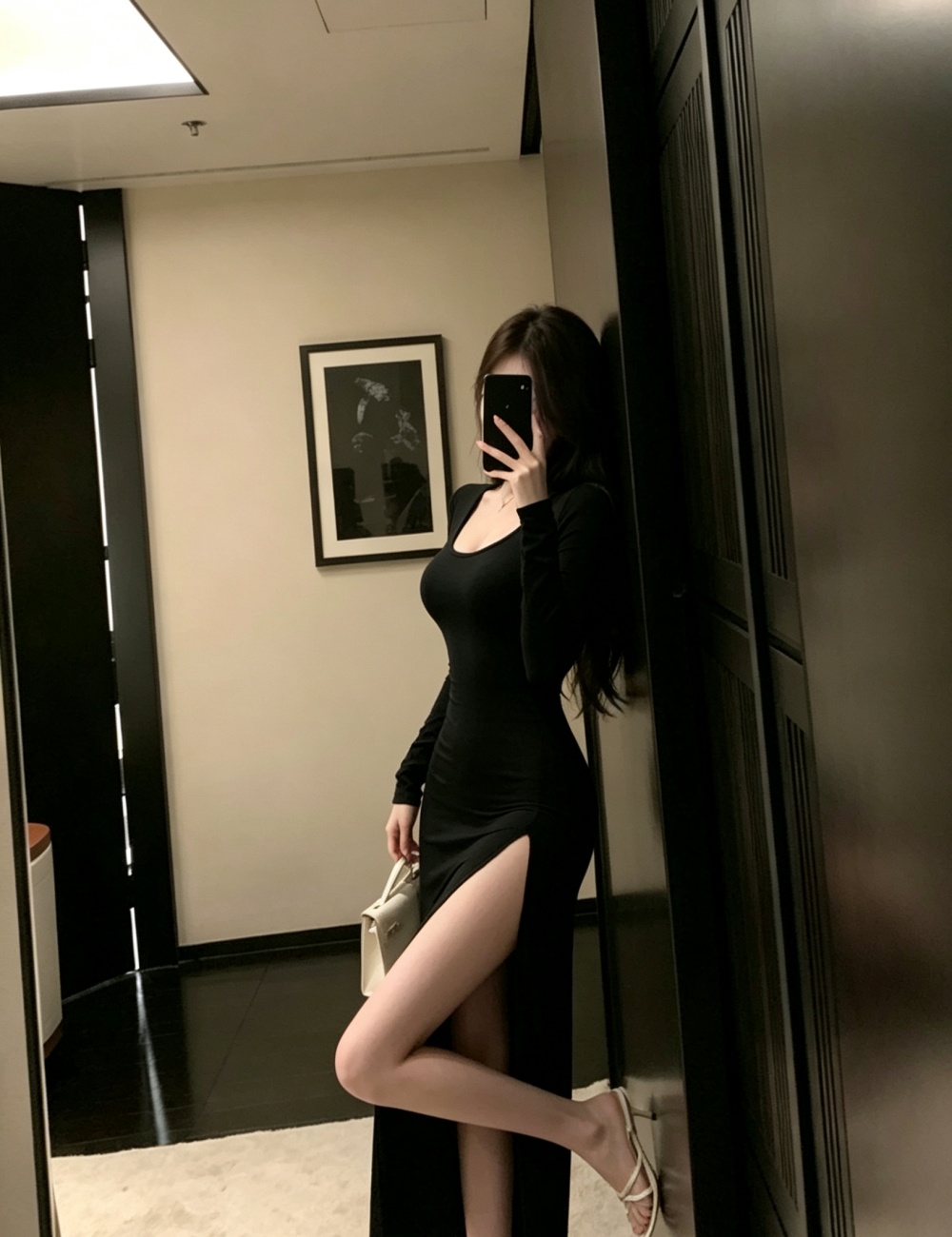Fashion long pure tight very thin dress for women