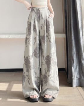 Thin wide leg commuting slim elastic waist long pants