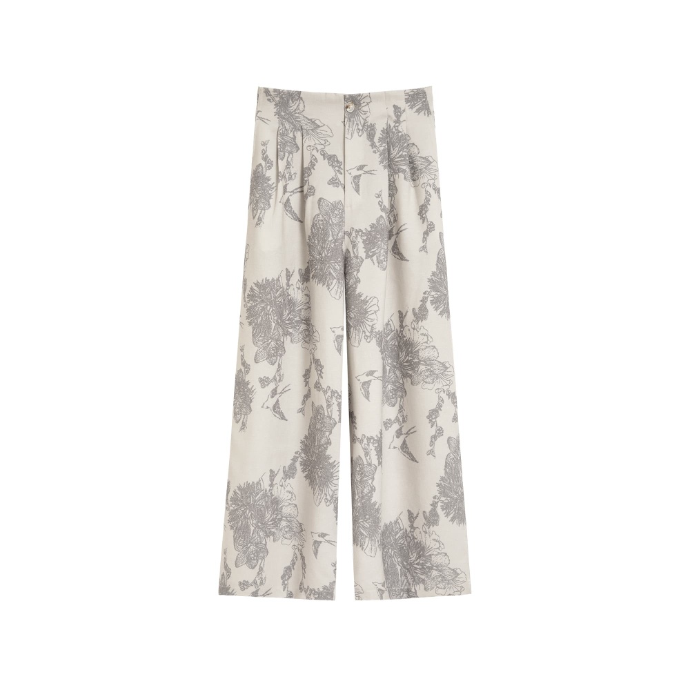 Thin wide leg commuting slim elastic waist long pants