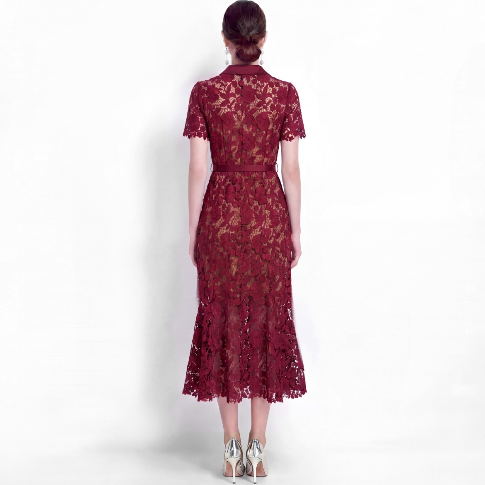 With belt pinched waist elegant slim temperament sling dress