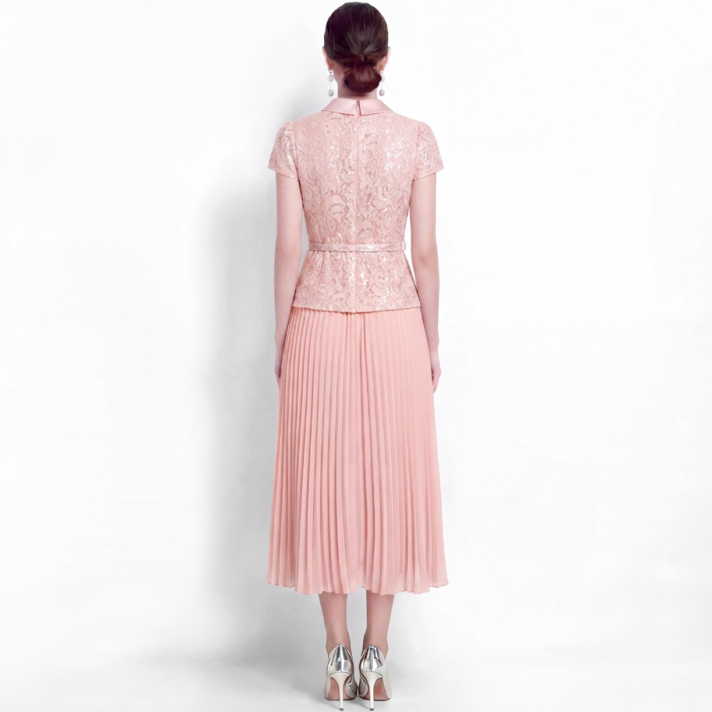 High waist slim long dress pleated dress for women