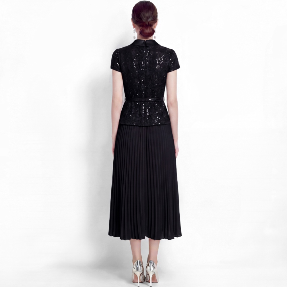 High waist ladies long dress commuting lace dress for women