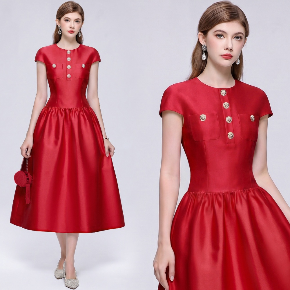Round neck satin dress big skirt France style Sexy underwear