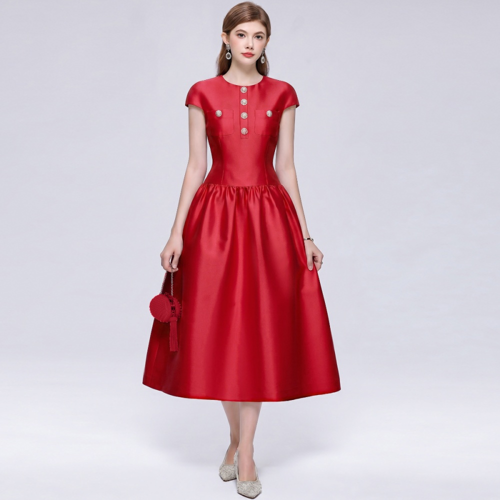 Round neck satin dress big skirt France style Sexy underwear