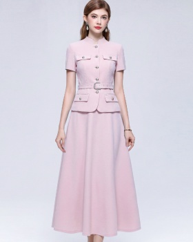 A-line business suit cstand collar skirt a set