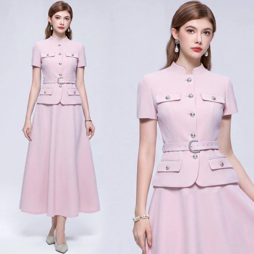 A-line business suit cstand collar skirt a set