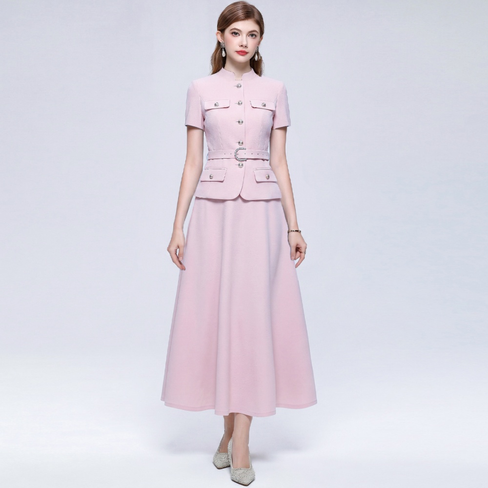 A-line business suit cstand collar skirt a set