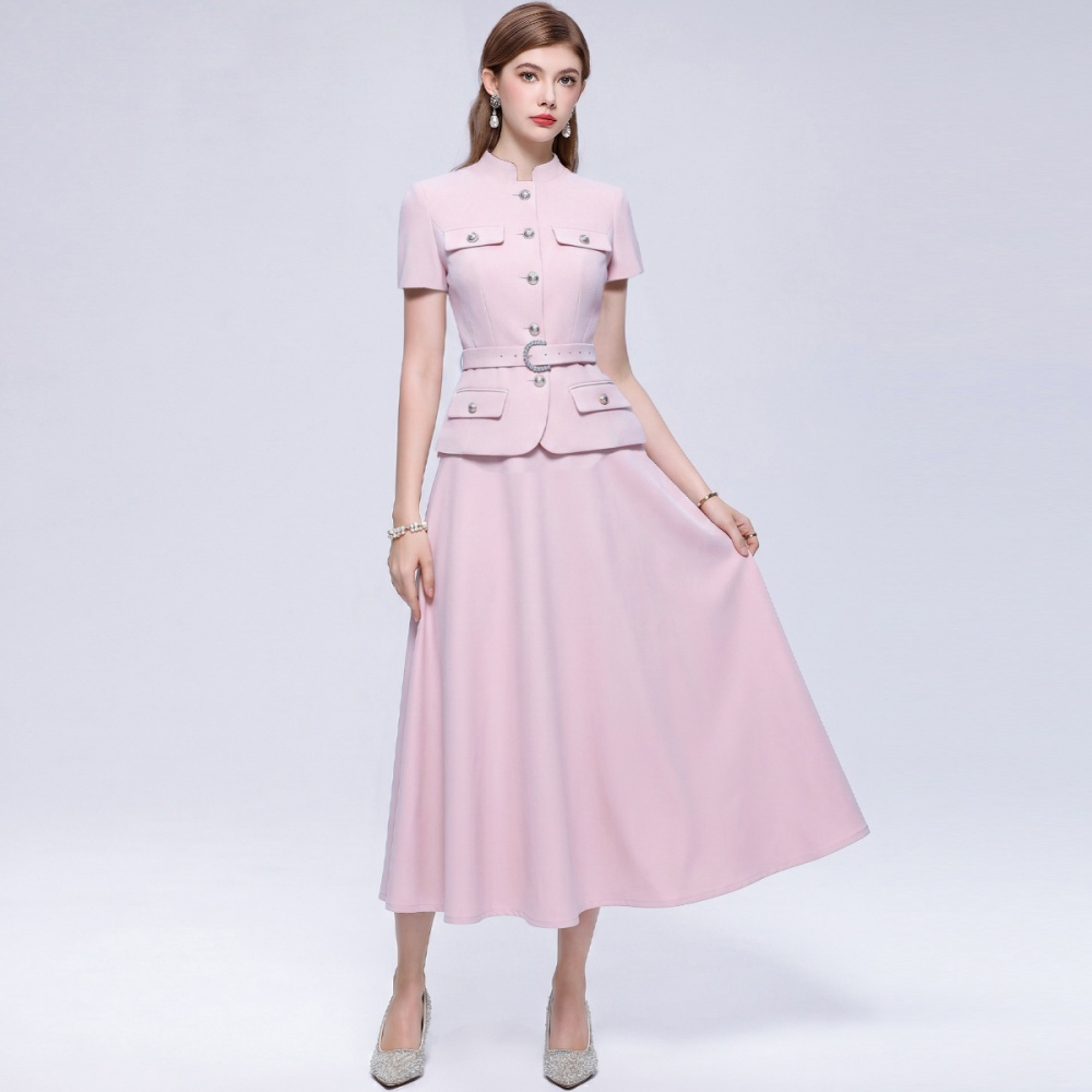 A-line business suit cstand collar skirt a set