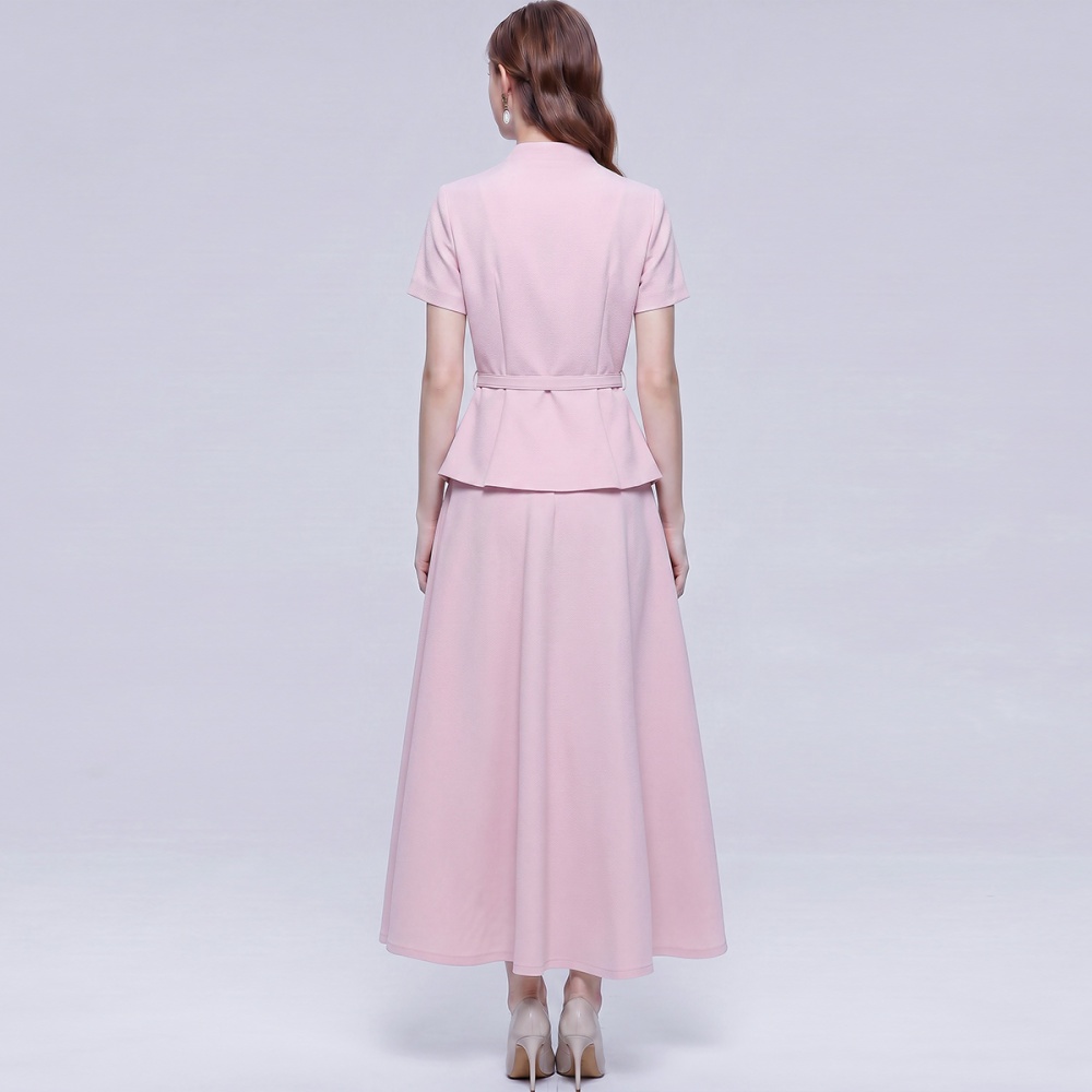 A-line business suit cstand collar skirt a set