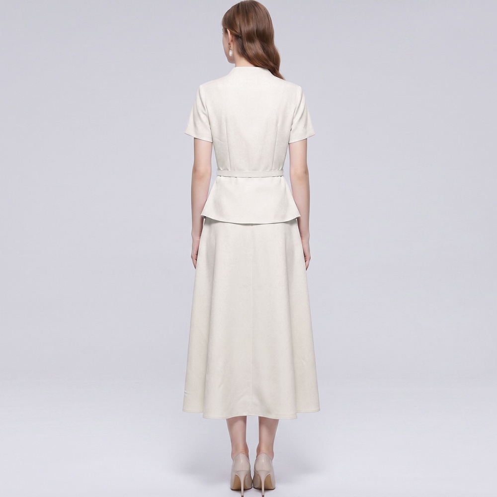 Elegant business suit cstand collar skirt a set