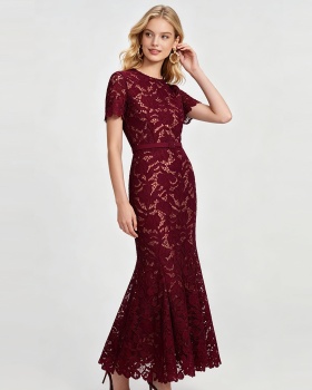 Hollow mermaid high waist flowers slim stereoscopic dress