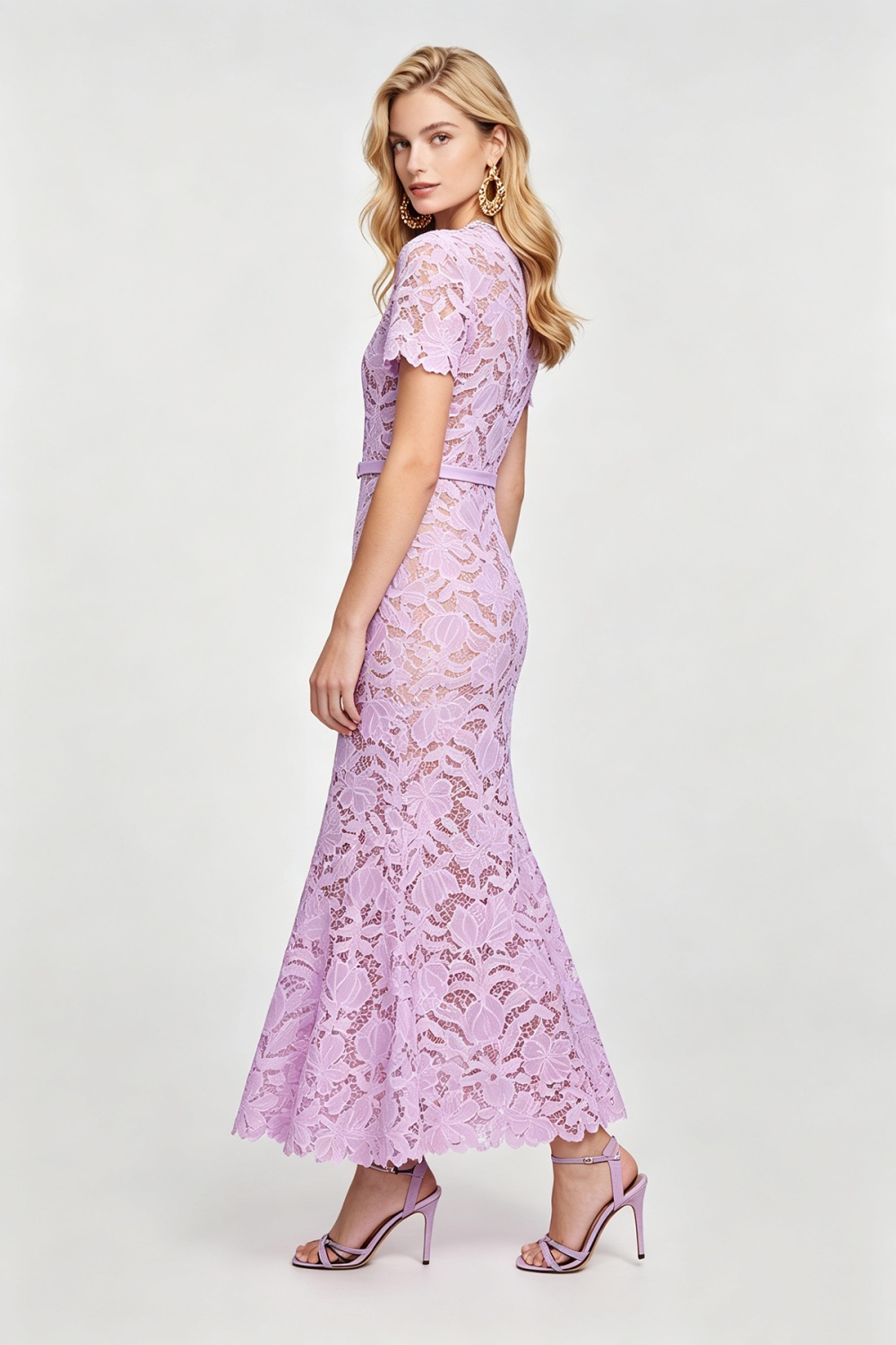 Hollow mermaid high waist flowers slim stereoscopic dress