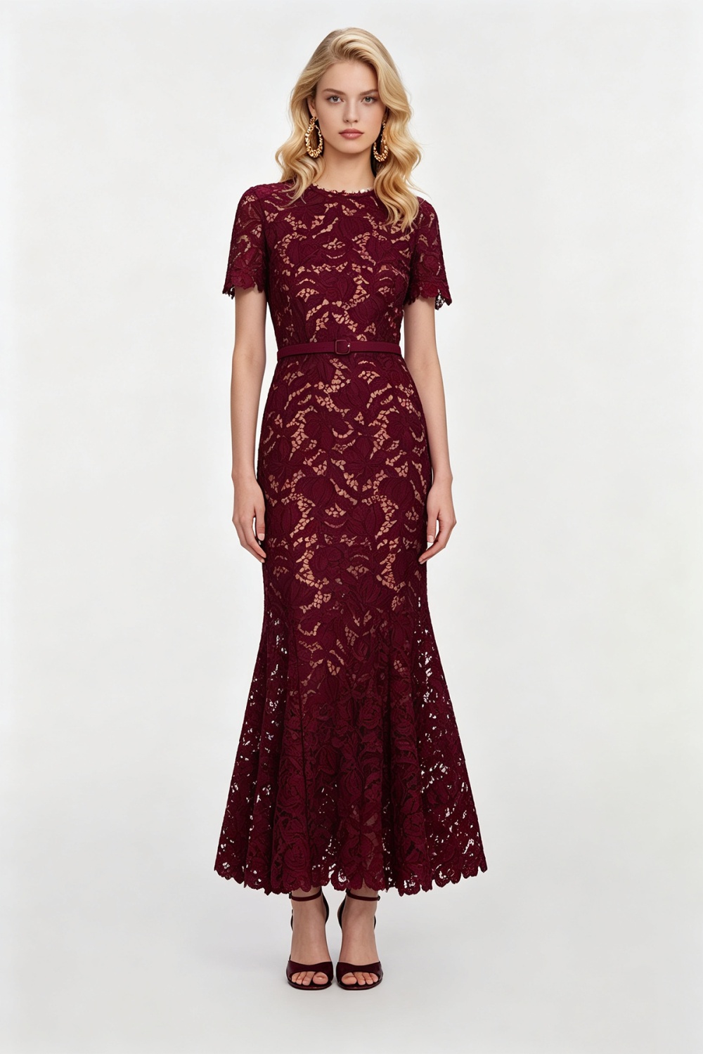 Hollow mermaid high waist flowers slim stereoscopic dress