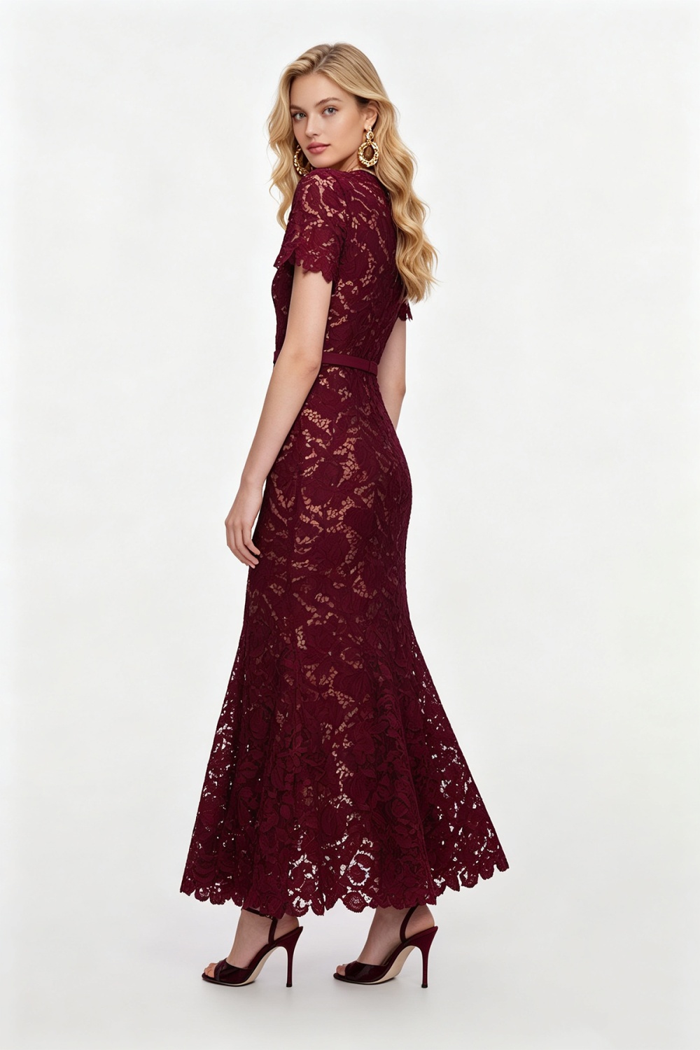 Hollow mermaid high waist flowers slim stereoscopic dress