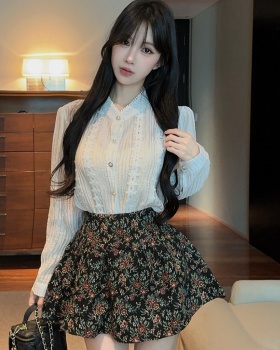 Retro France style shirt A-line tops 2pcs set for women