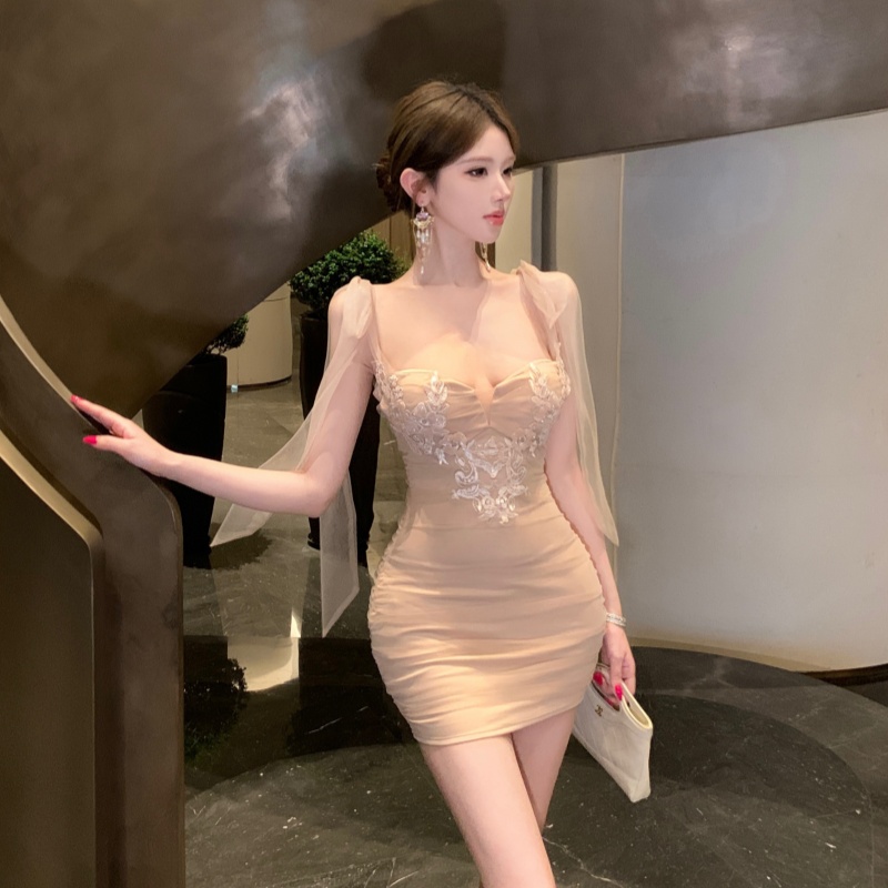Pinched waist slim T-back enticement dress for women