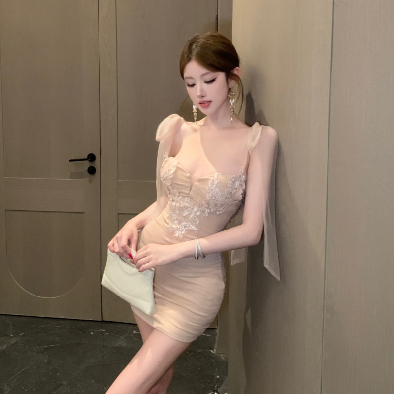 Pinched waist slim T-back enticement dress for women