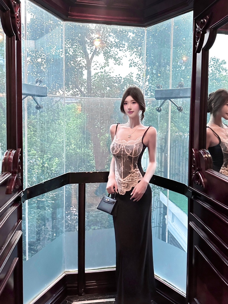 France style strap dress enticement long dress