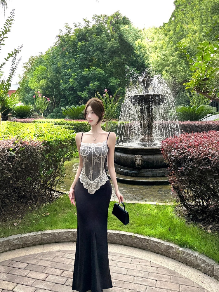 France style strap dress enticement long dress