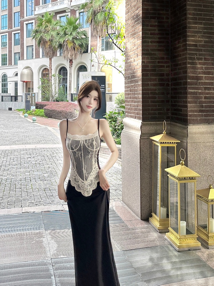 France style strap dress enticement long dress