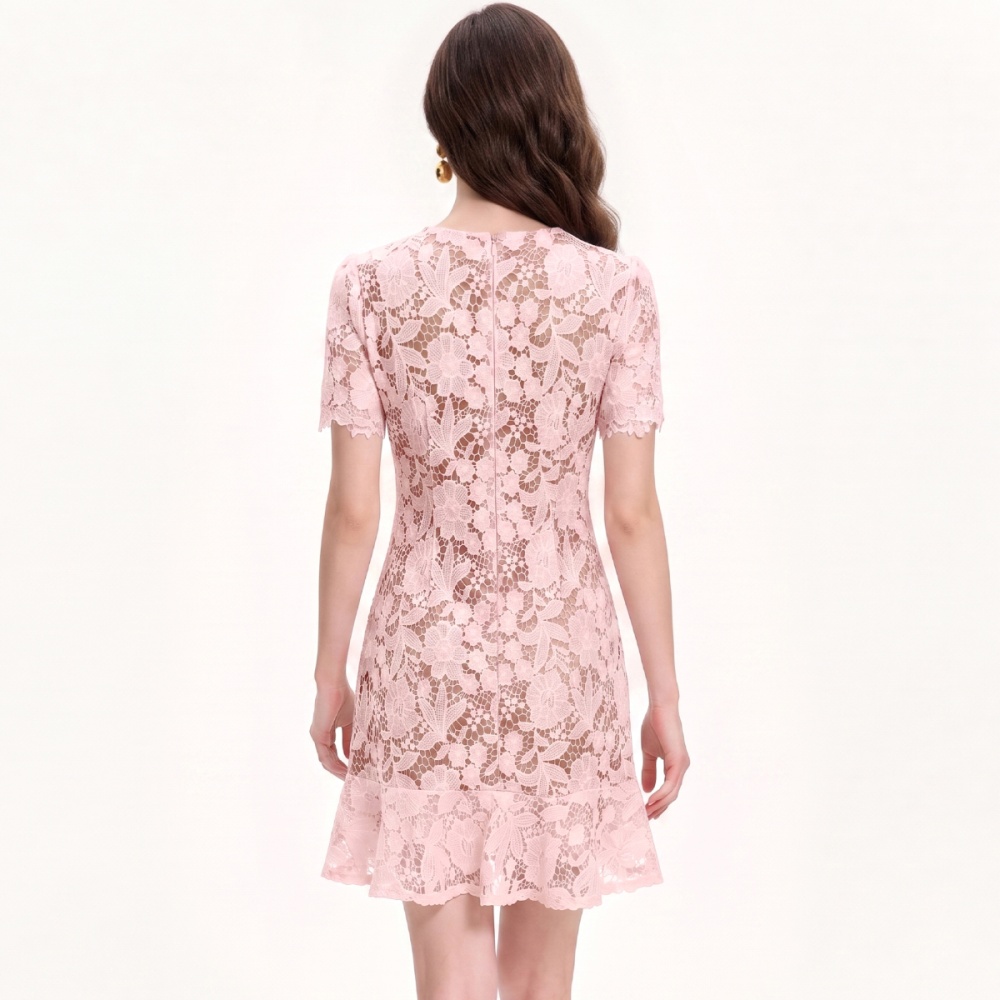 Beading slim light luxury lotus leaf edges dress for women