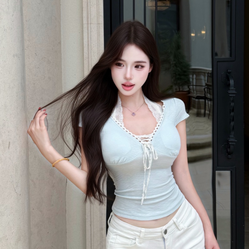 Short sleeve enticement T-shirt niche tops for women