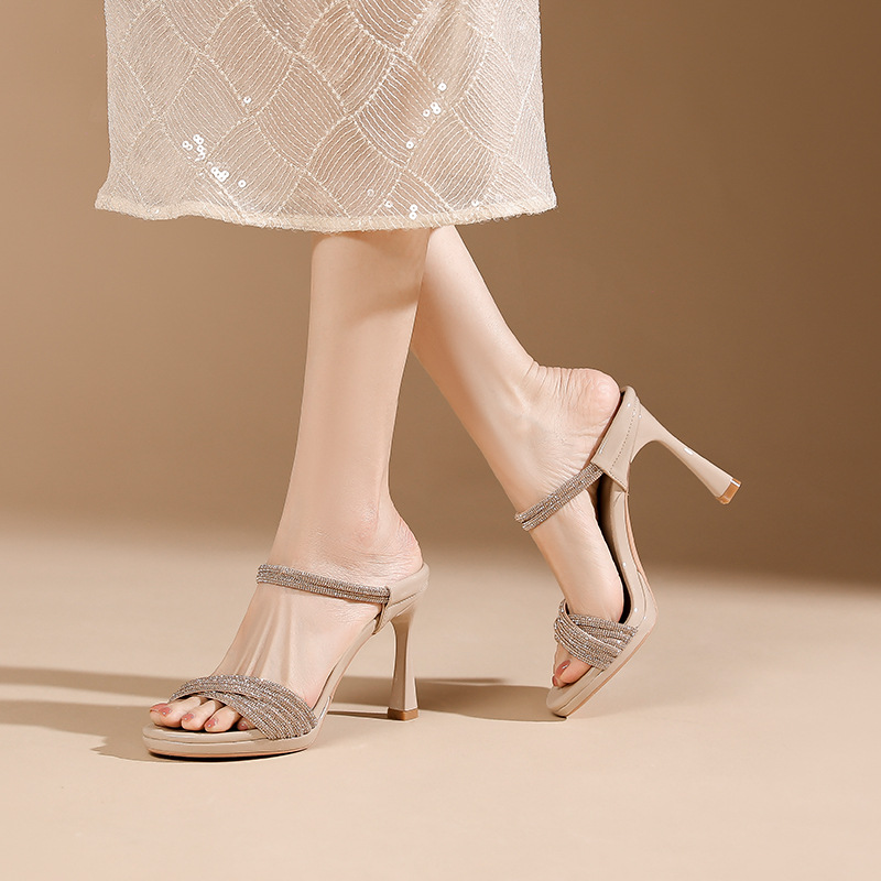 Fine-root open toe slippers temperament sandals