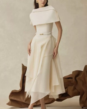 Flat shoulder slim dress elegant laminated shawl for women