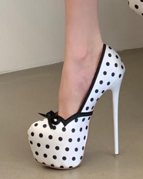 Autumn polka dot high-heeled shoes lady shoes