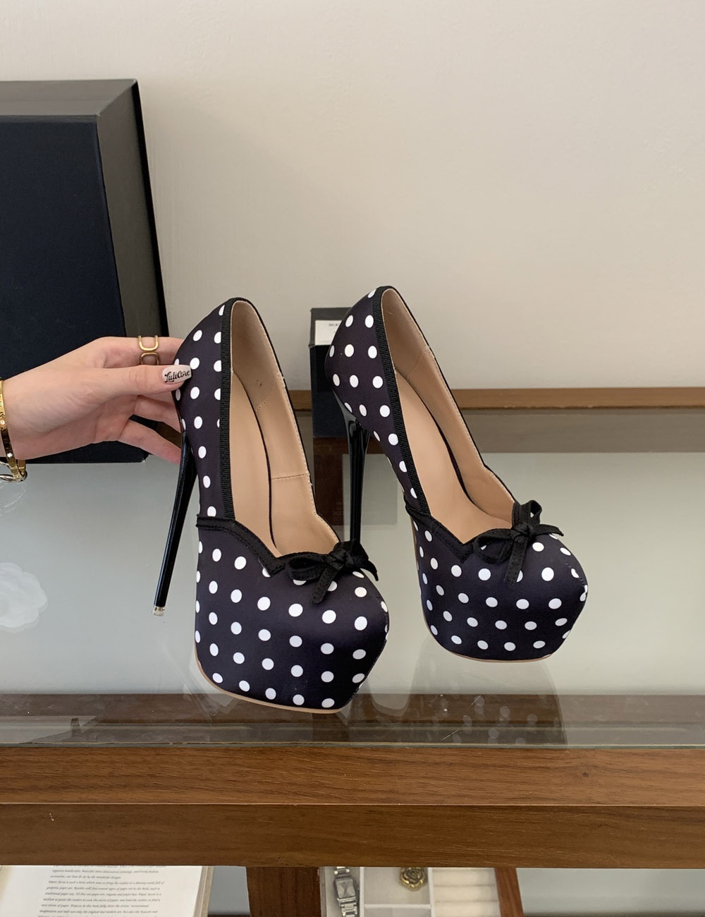 Autumn polka dot high-heeled shoes lady shoes