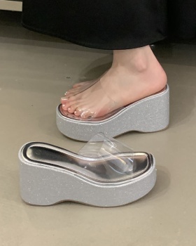 Transparent summer wears outside slippers for women