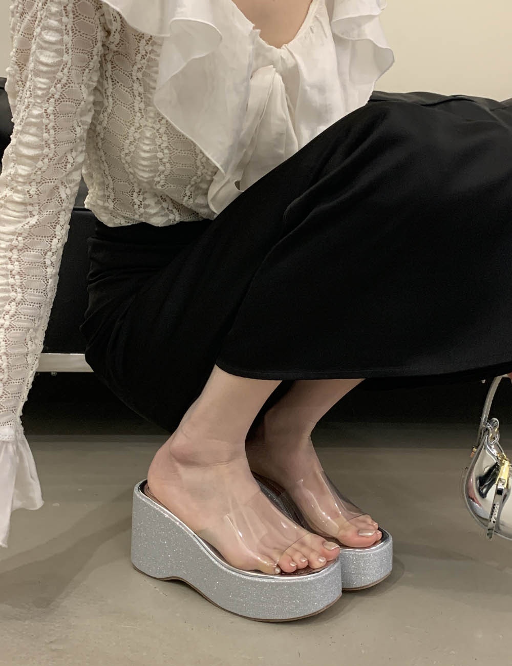 Transparent summer wears outside slippers for women