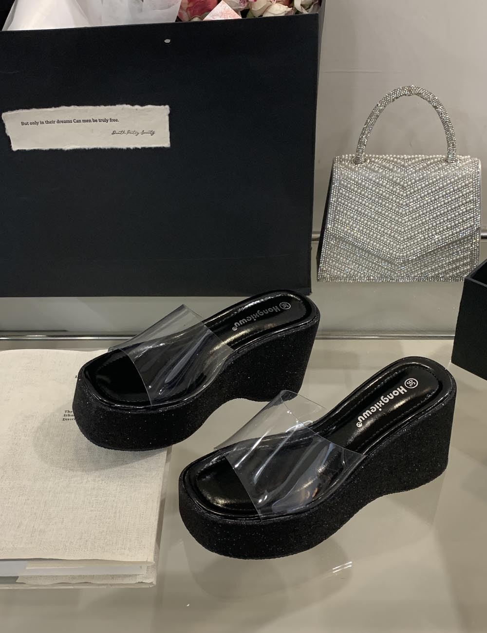 Transparent summer wears outside slippers for women