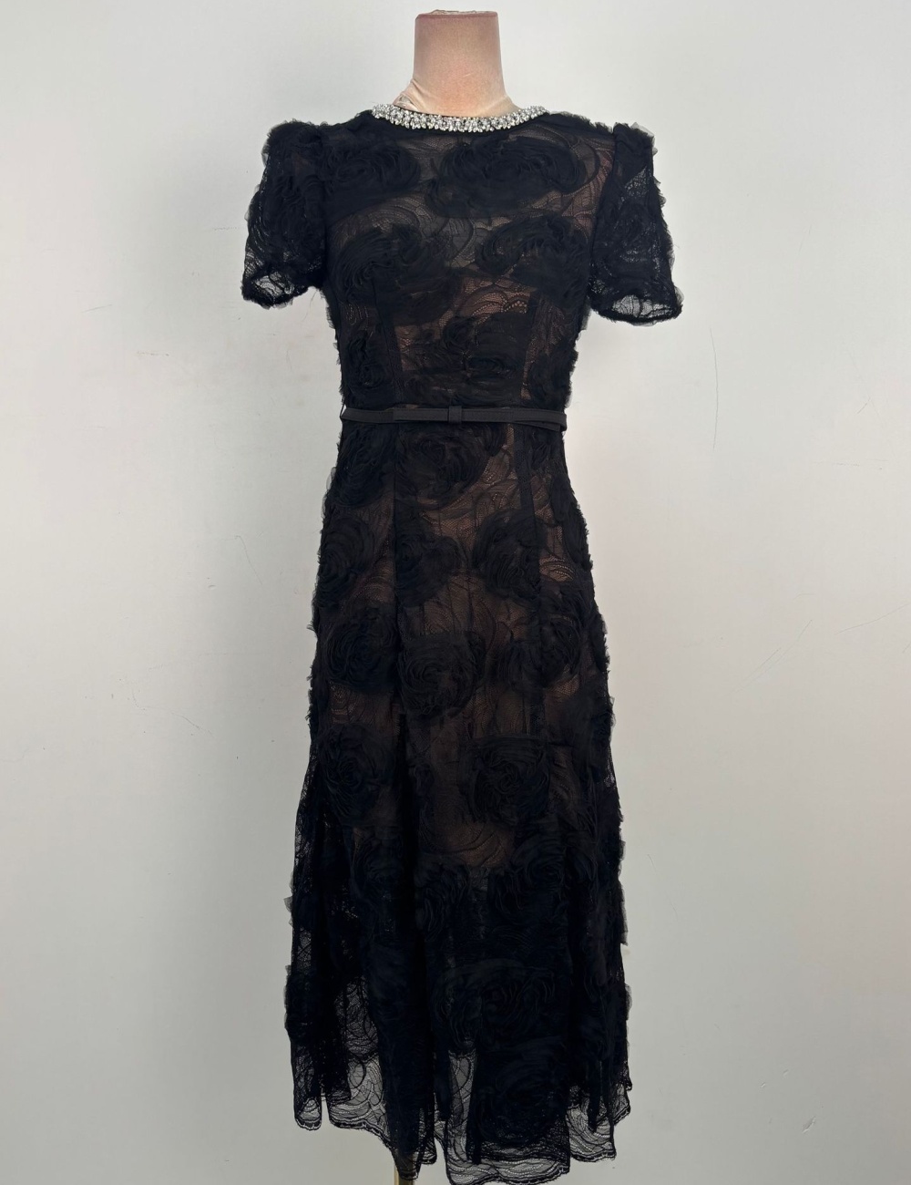 Niche elegant long dress slim flowers dress 2pcs set