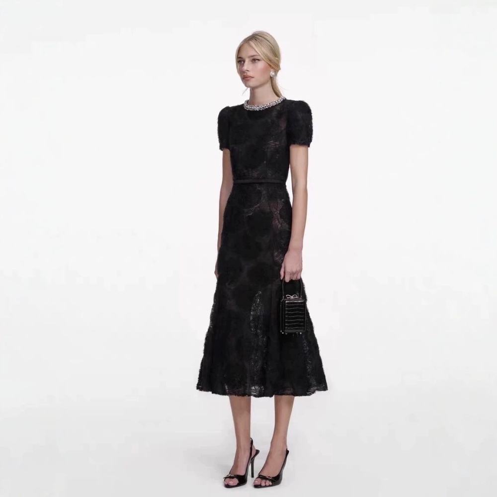 Niche elegant long dress slim flowers dress 2pcs set