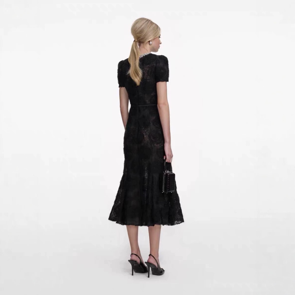 Niche elegant long dress slim flowers dress 2pcs set
